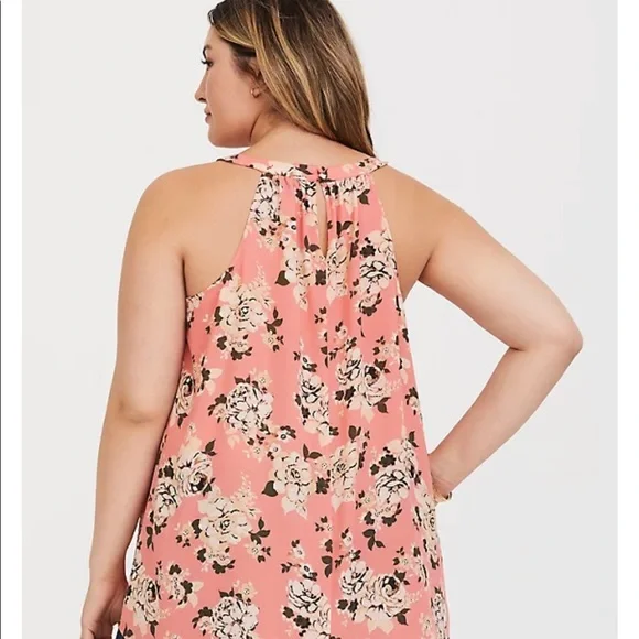 LIKE NEW! Torrid coral floral hi-lo georgette tank top 5X - Picture 2 of 11